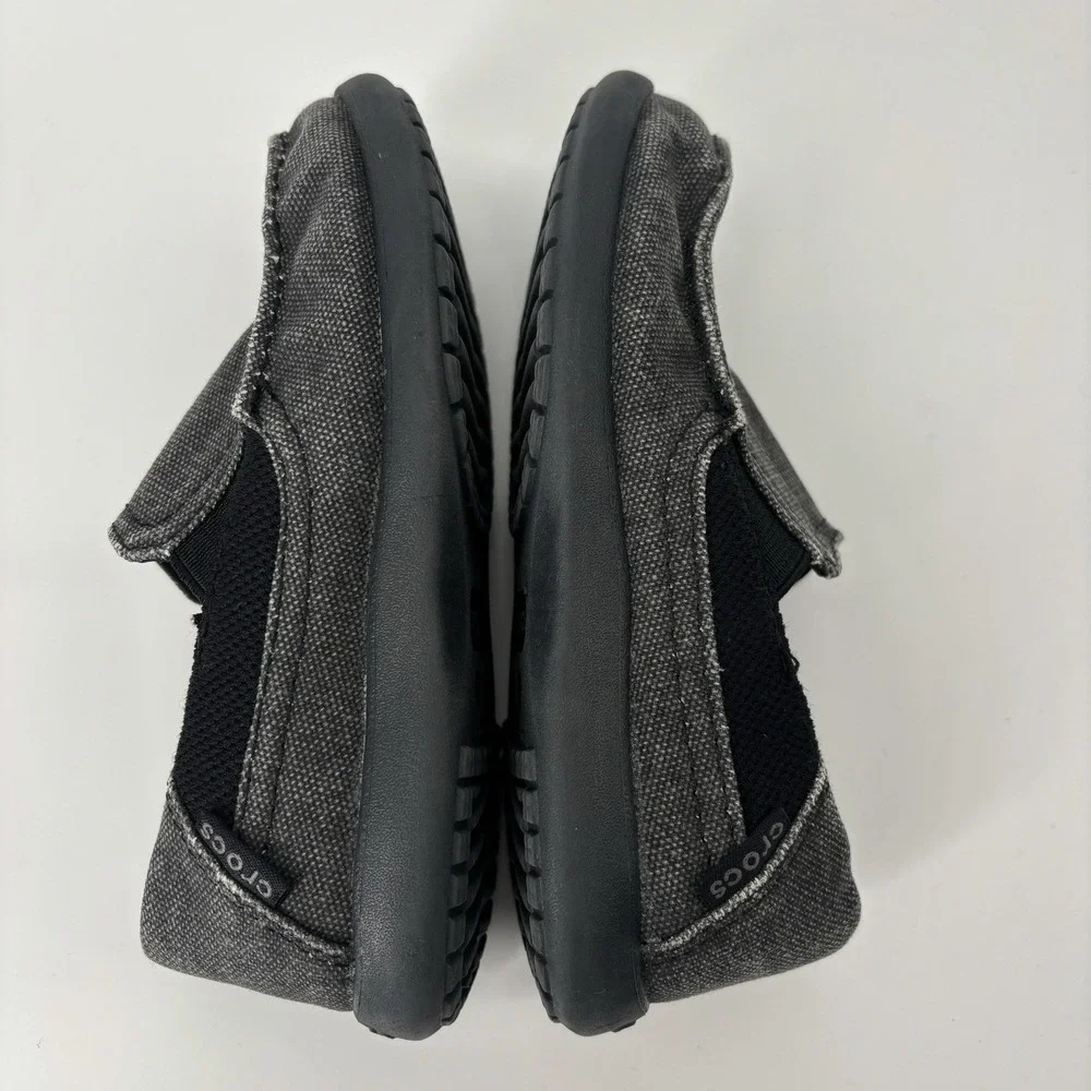 Crocs Gray Santa Cruz Canvas Loafers Size C 12 Little Kid Black‎ Gray Slip On